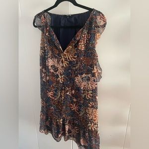 Madewell, shift dress, paisley Bohemian, size medium, flutter cap sleeve